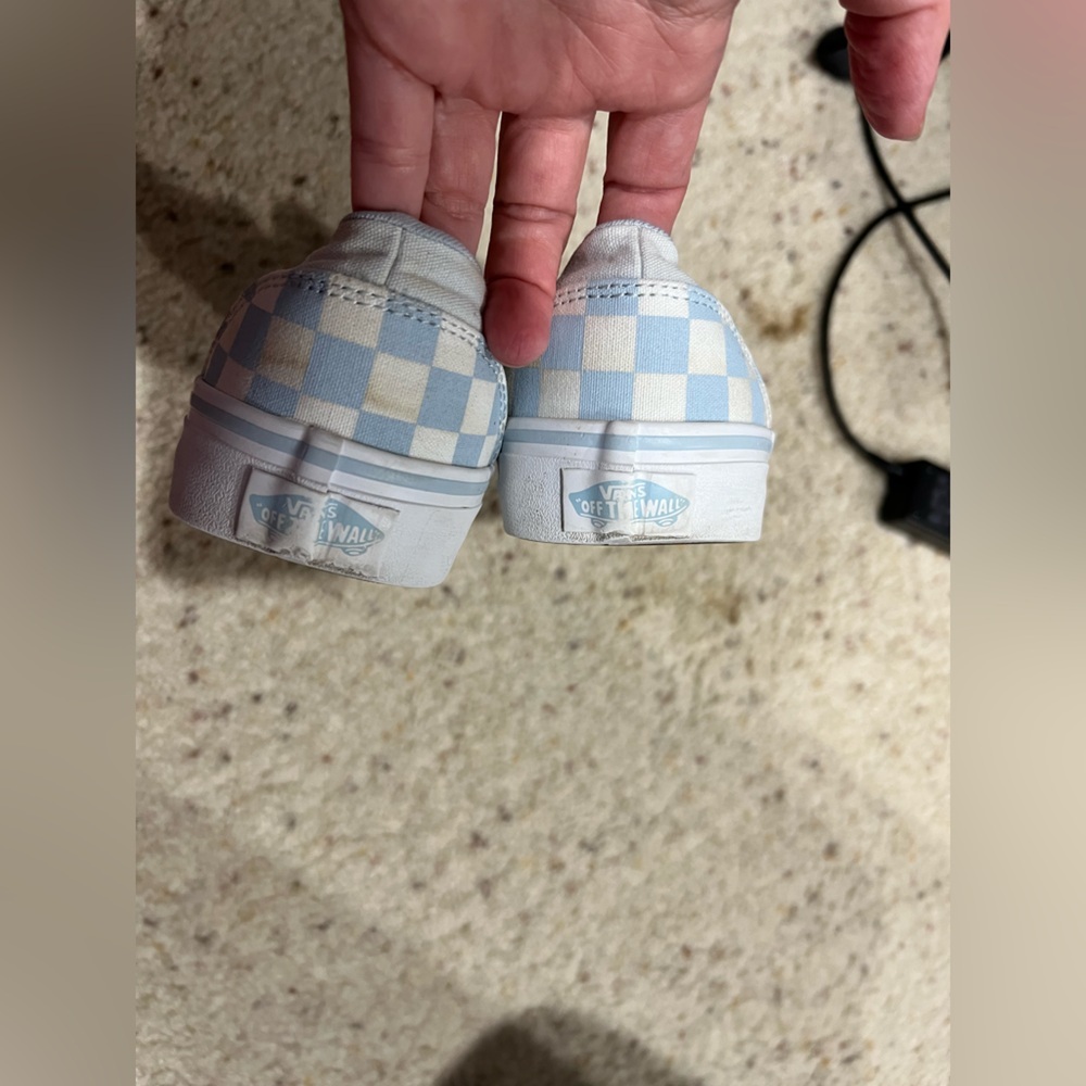 Women’s white light blue checkered Vans 8.5 - Picture 8 of 10